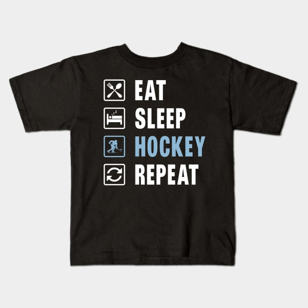 Eat Sleep Hockey Repeat Kids T-Shirt by Zakzouk-store
